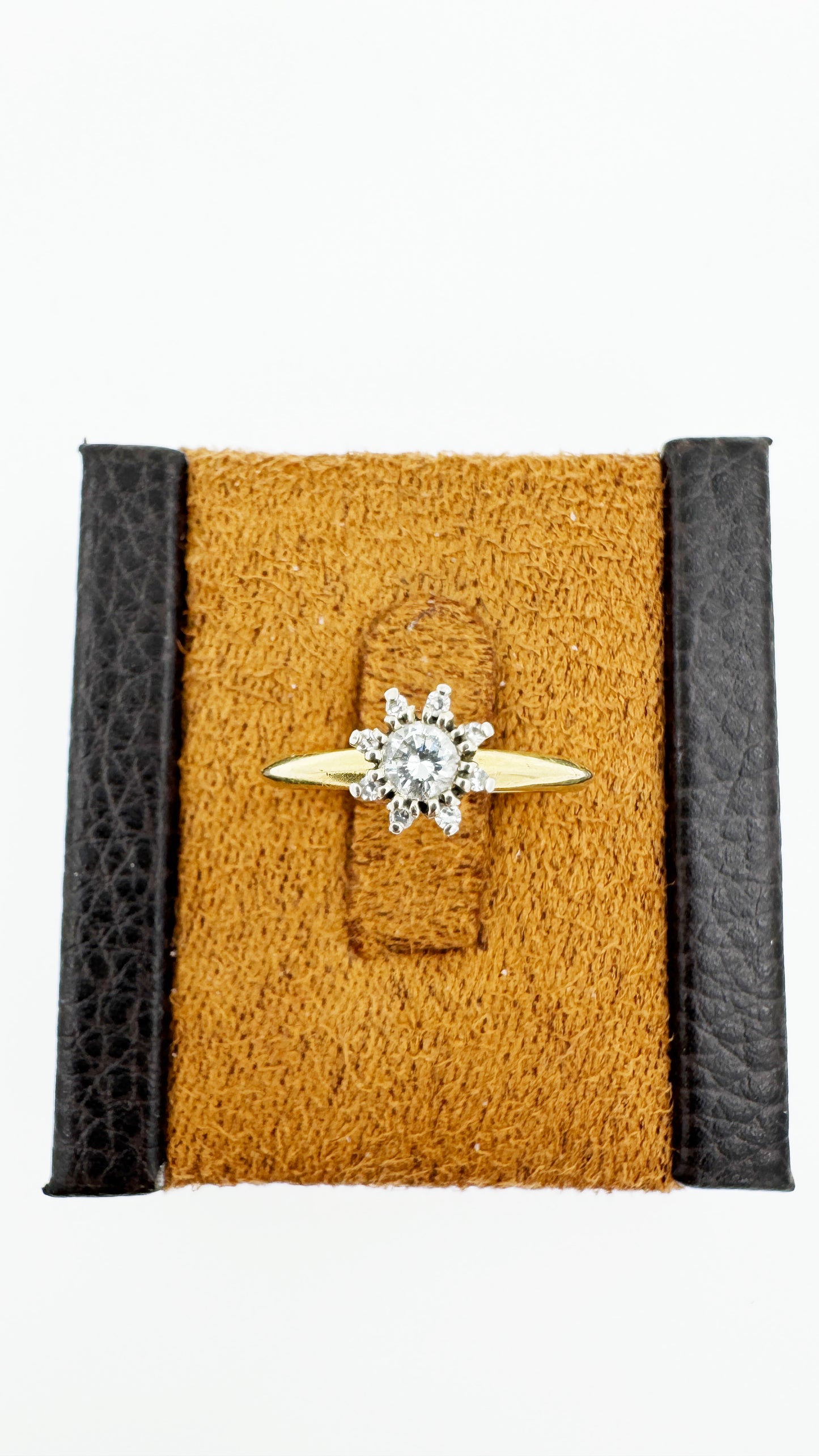 Antique Orange Blossom Halo Diamond Ring in 18k Yellow Gold