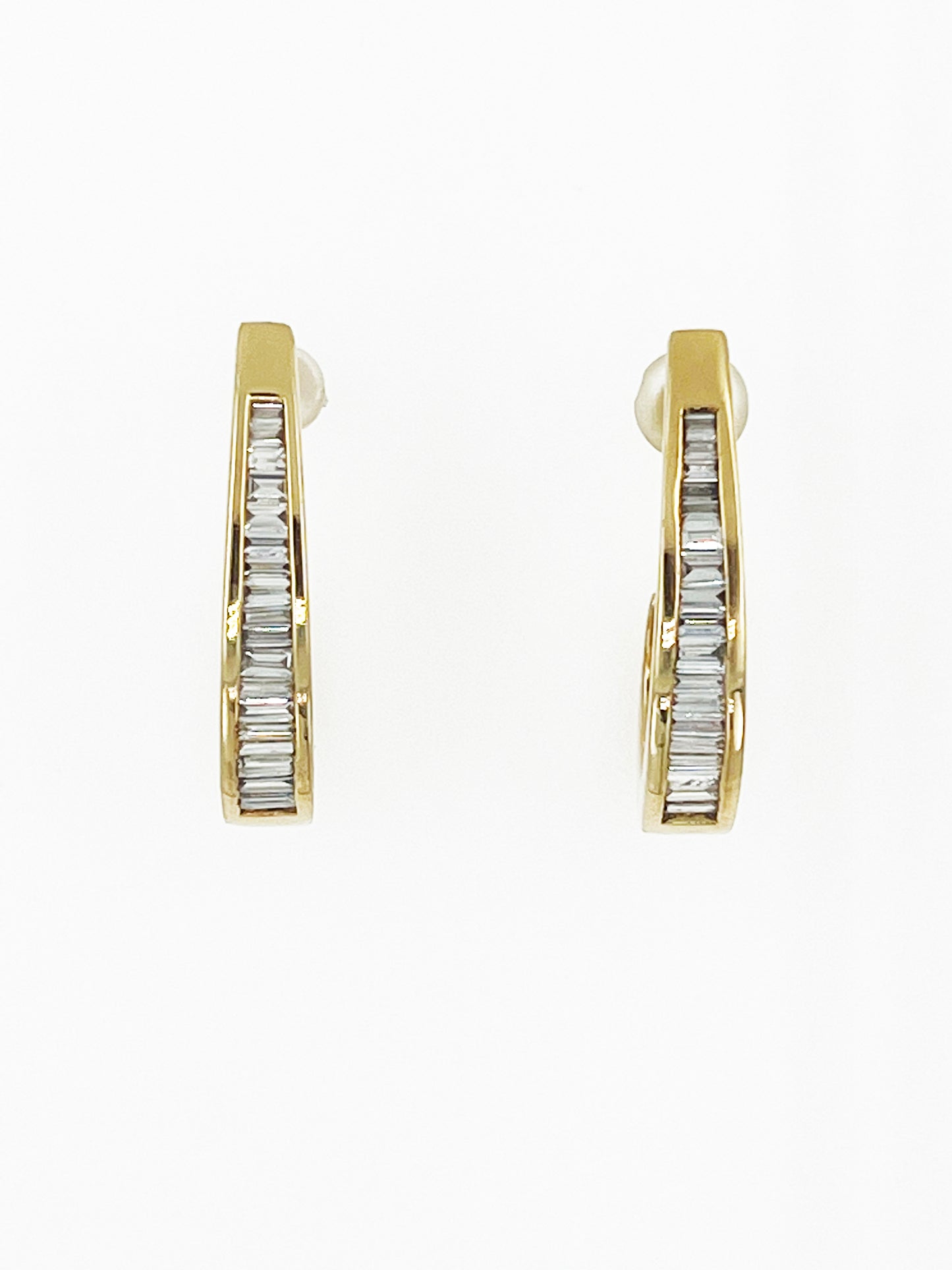 Baguette Diamond Earrings in 14k Yellow Gold