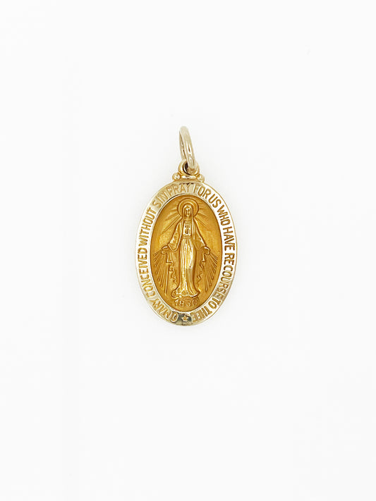 Virgin Mary Pendant in 14k Yellow Gold