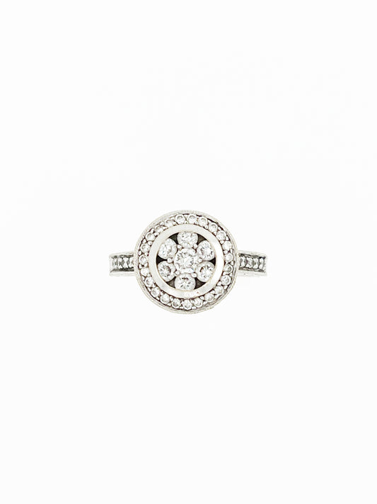 Art Deco Style Circular Natural 2.5 TCW Diamond Cluster Ring in 14k White Gold