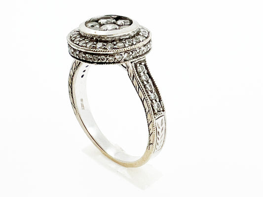 Art Deco Style Circular Natural 2.5 TCW Diamond Cluster Ring in 14k White Gold