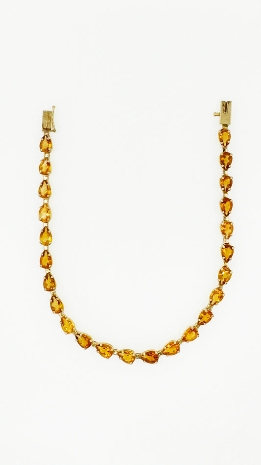 Pear Shaped Citrine Tennis Bracelet in 14k Gold