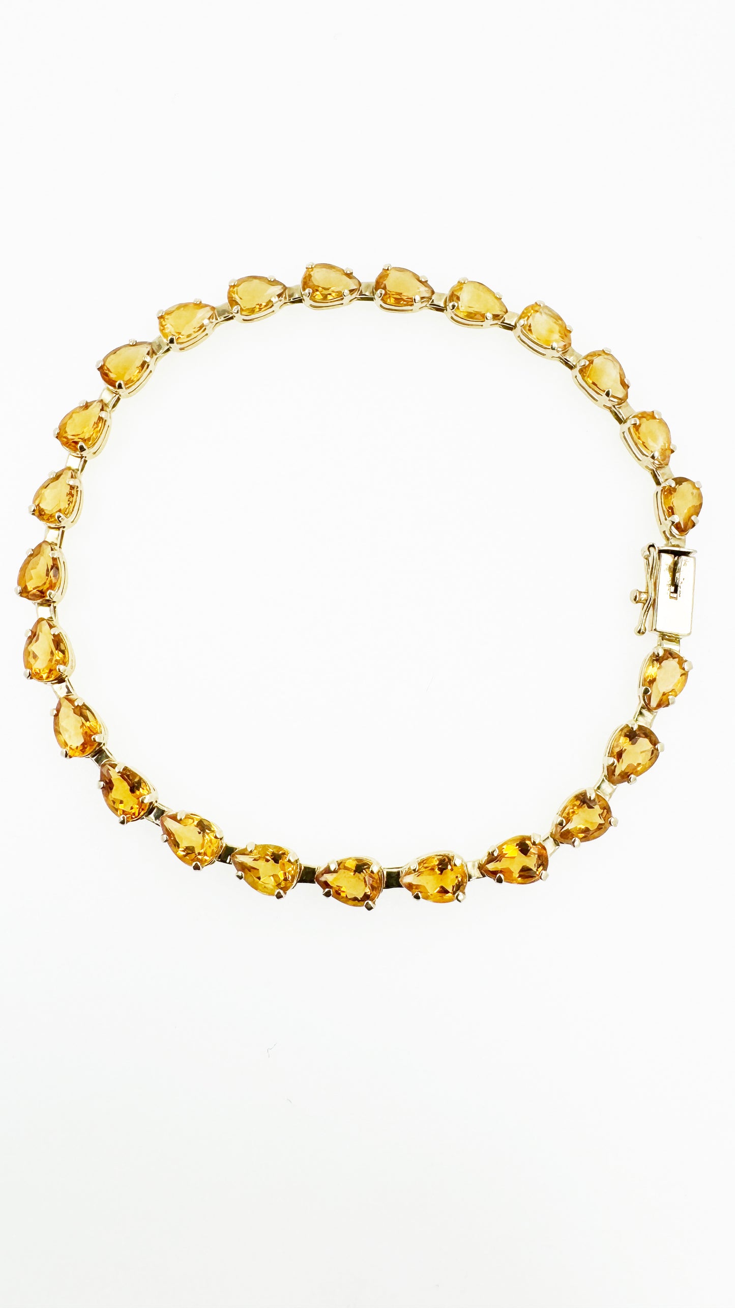 Pear Shaped Citrine Tennis Bracelet in 14k Gold