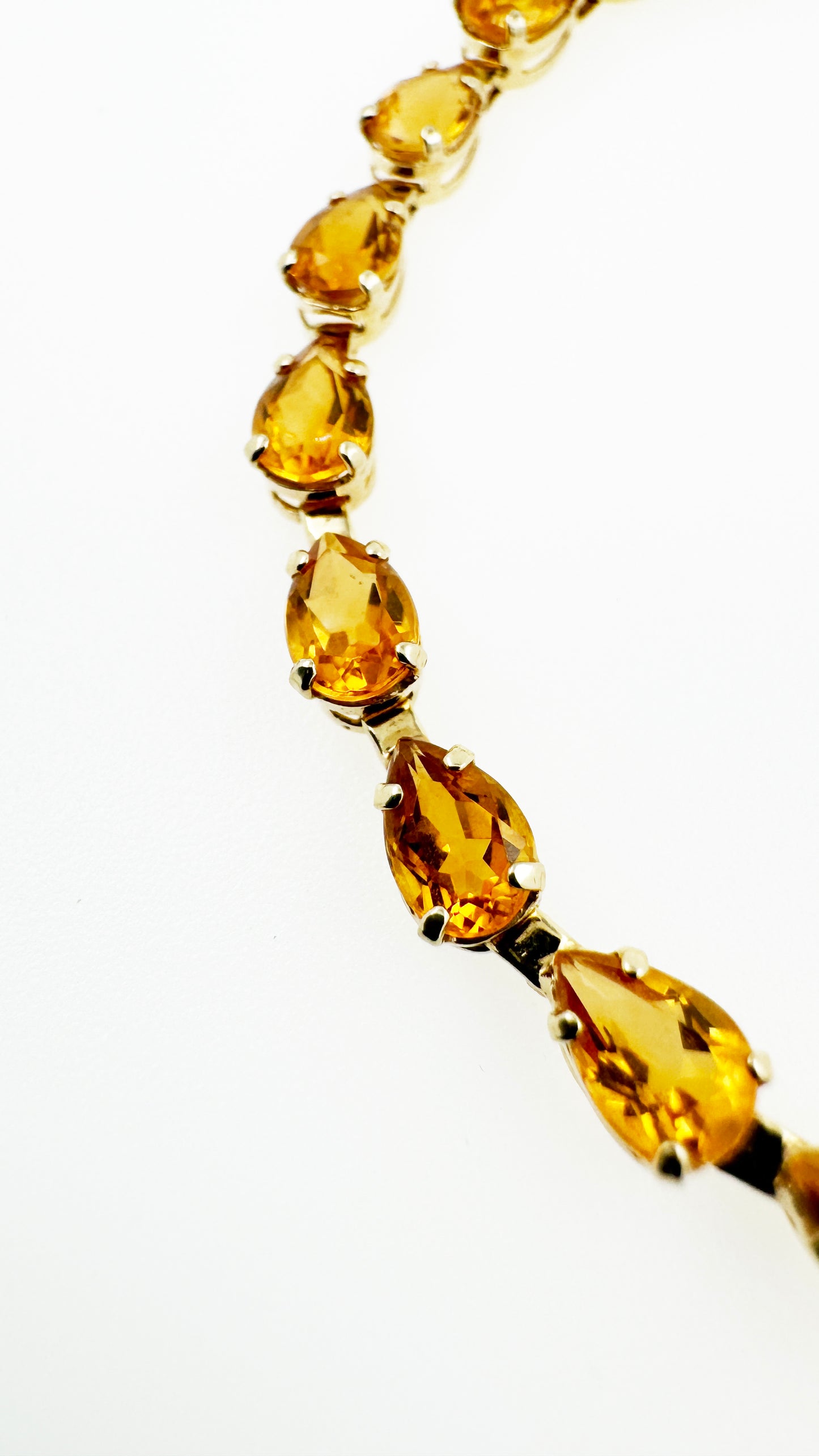 Pear Shaped Citrine Tennis Bracelet in 14k Gold