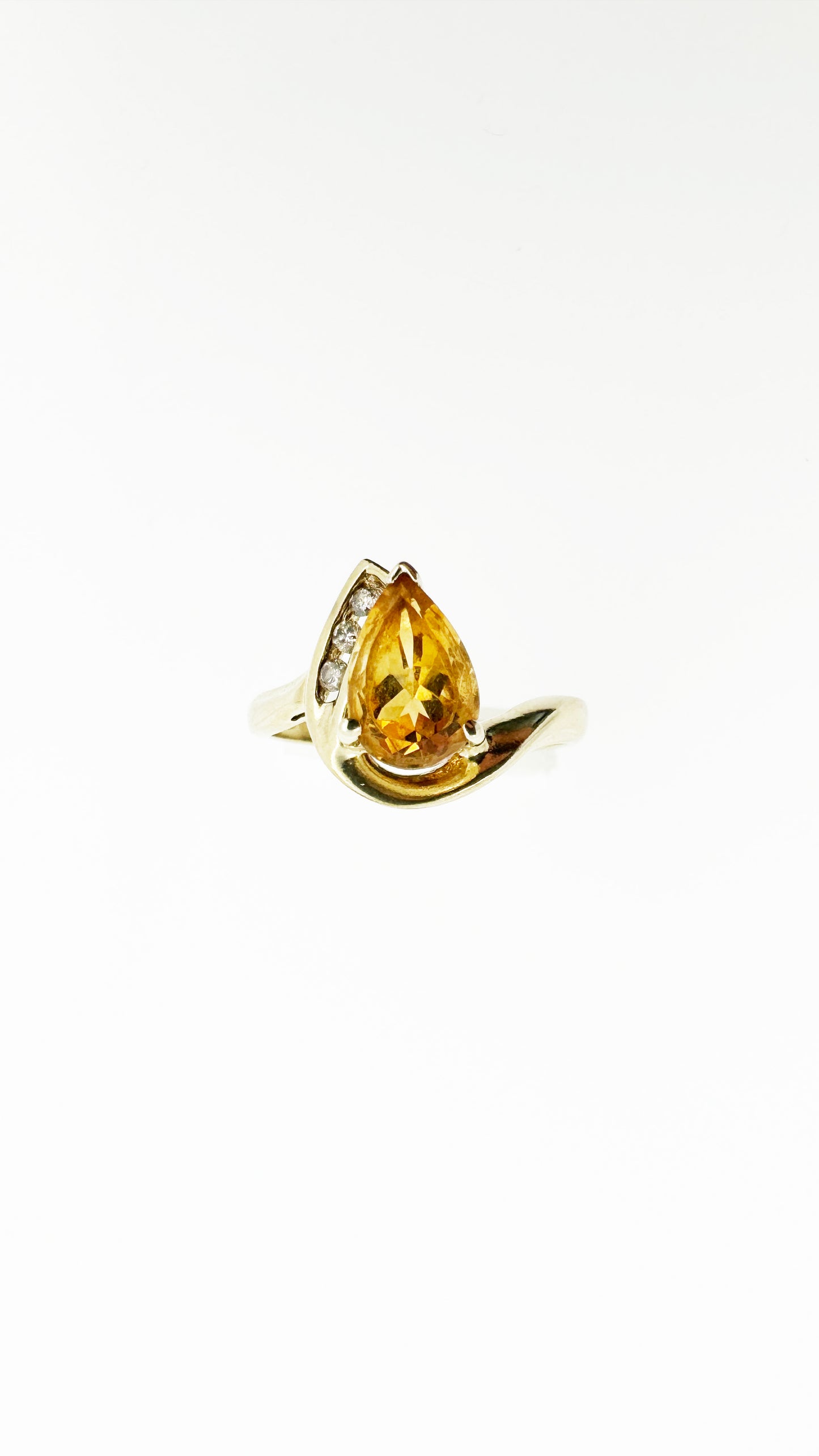 Citrine & Natural Diamond Ring in 10k Yellow Gold