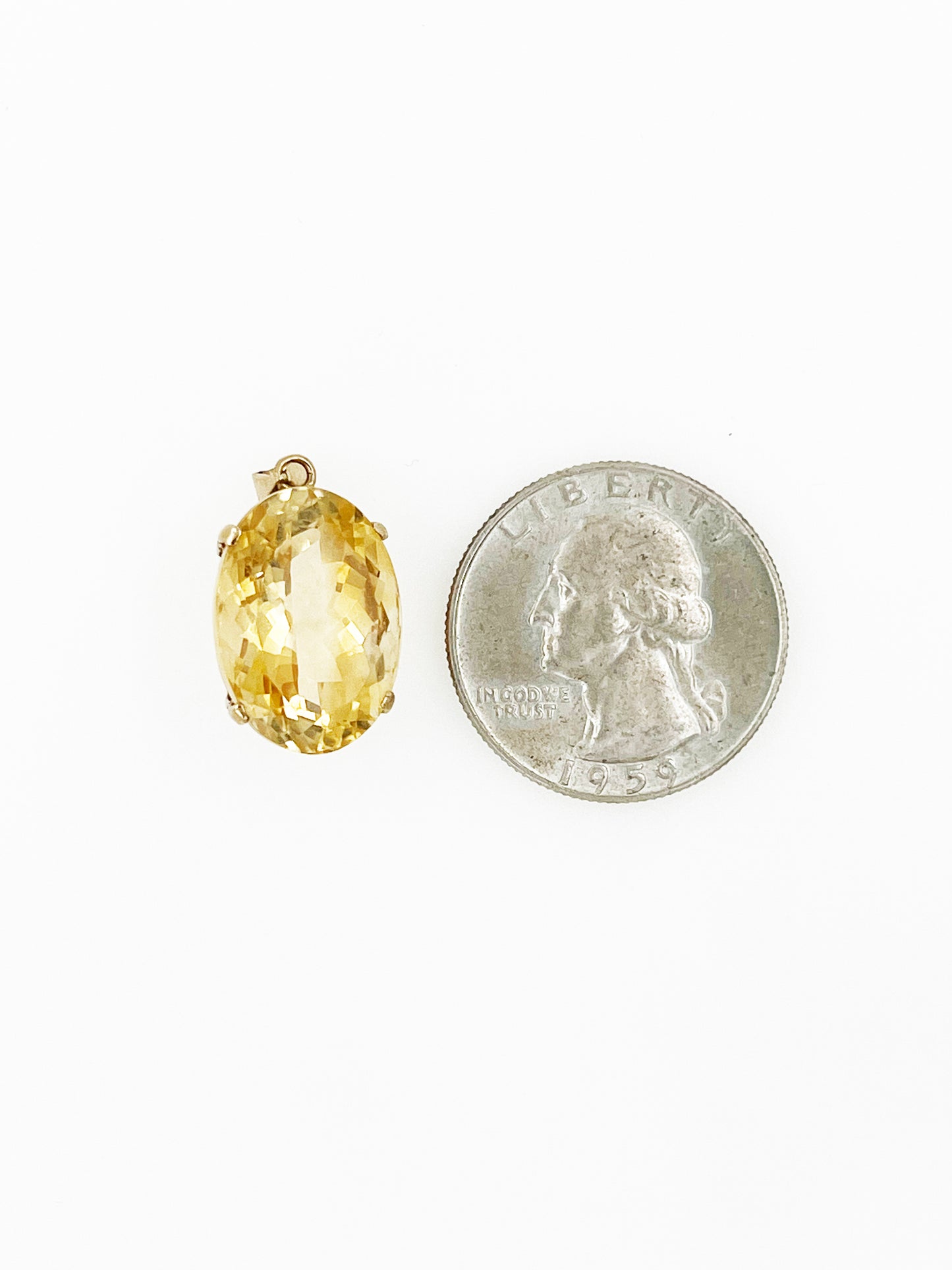 Vintage Oval Citrine Pendant in 10k Yellow Gold