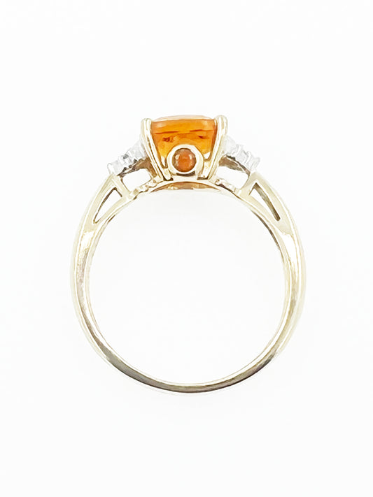 Citrine & Diamond Ring in 10k Yellow Gold