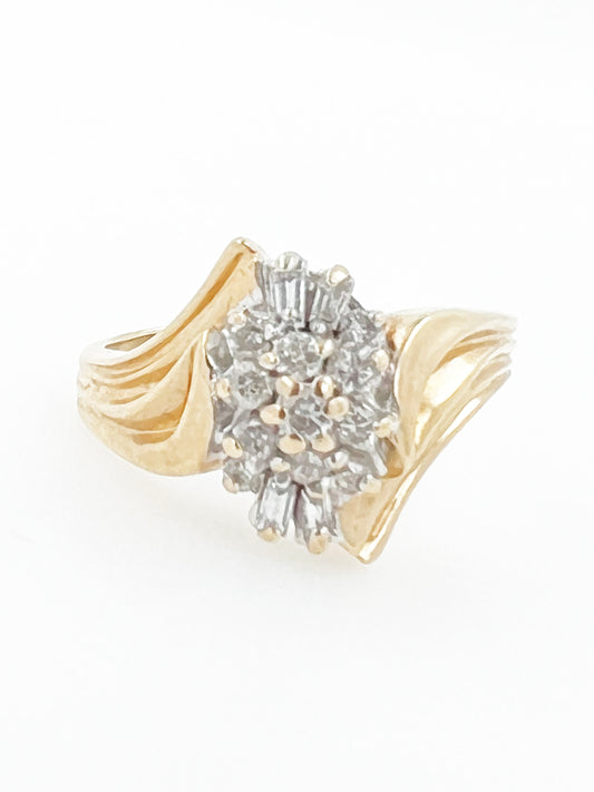 Diamond Cluster Ring in 10k Yellow Gold