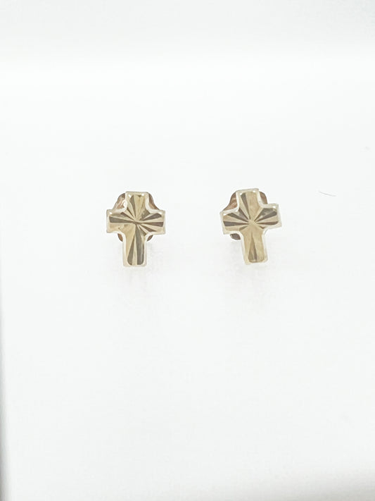 Diamond-Cut Cross Earrings in 10k Yellow Gold