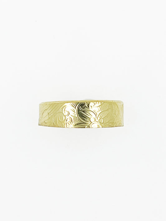 Floral Etched Ring in 14k Yellow Gold By Maxwell The Jeweler
