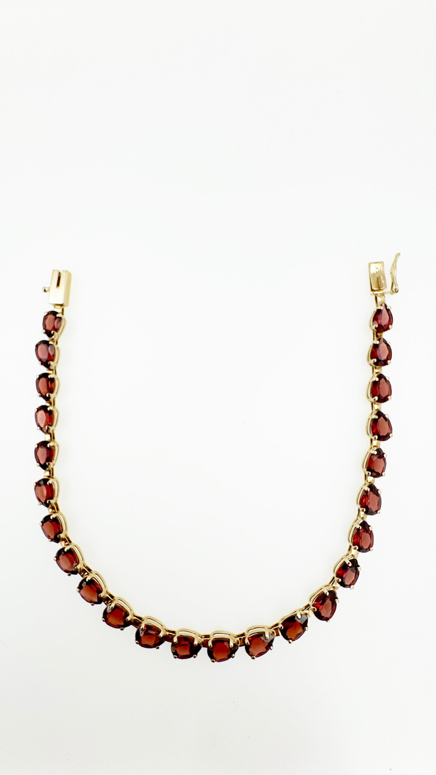 Pear Shaped Garnet Bracelet in 14k Yellow Gold