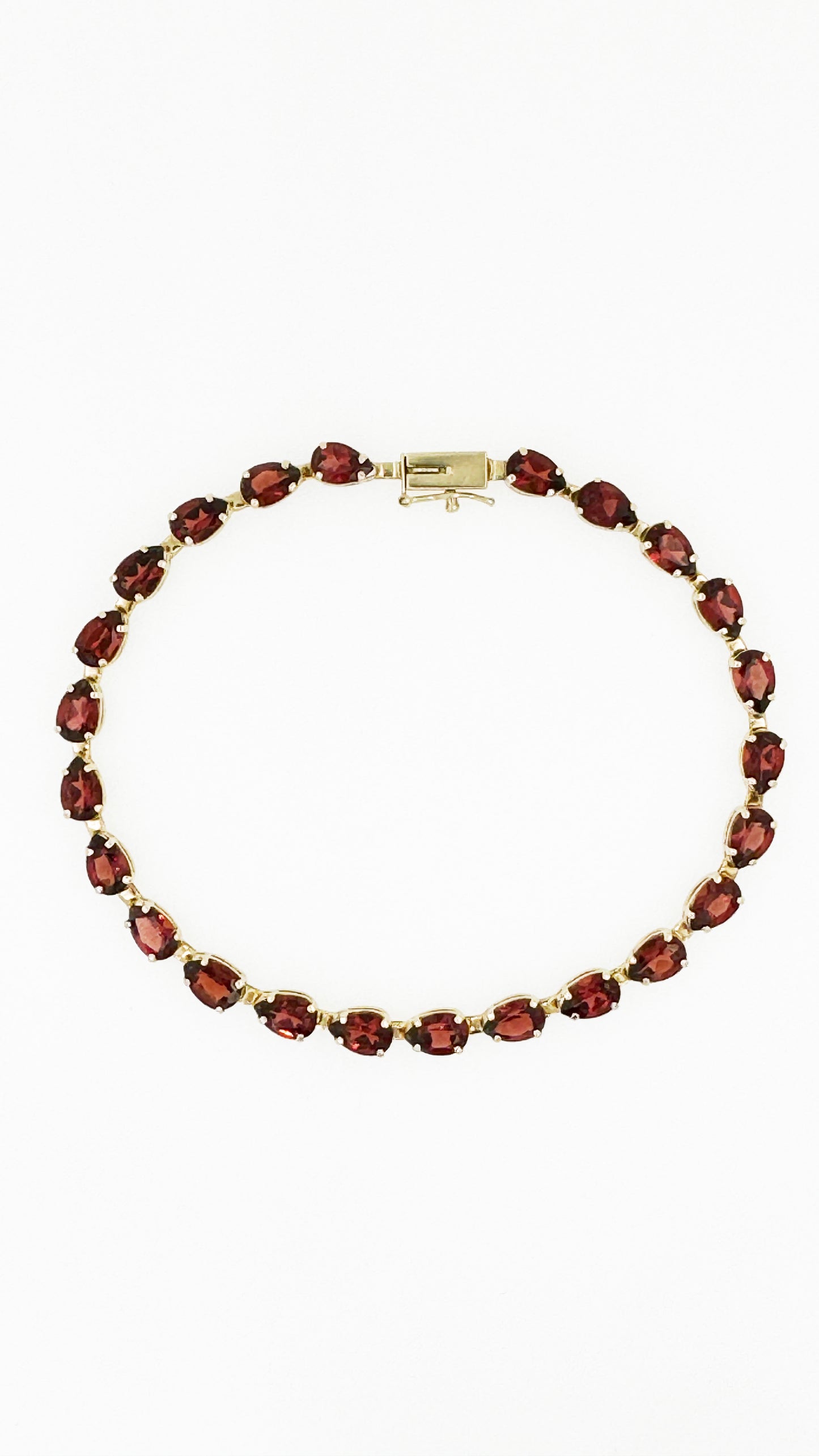 Pear Shaped Garnet Bracelet in 14k Yellow Gold