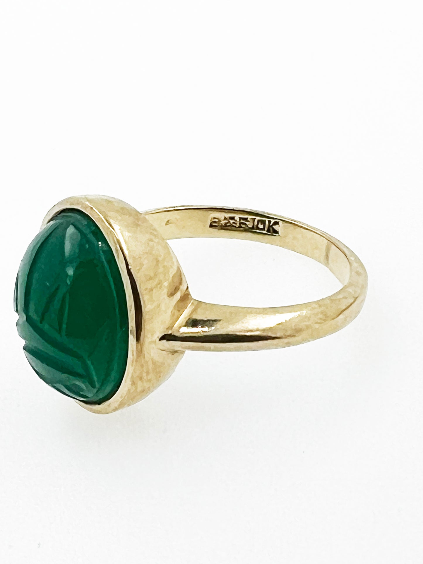Emerald Scarab Ring in 10k Yellow Gold