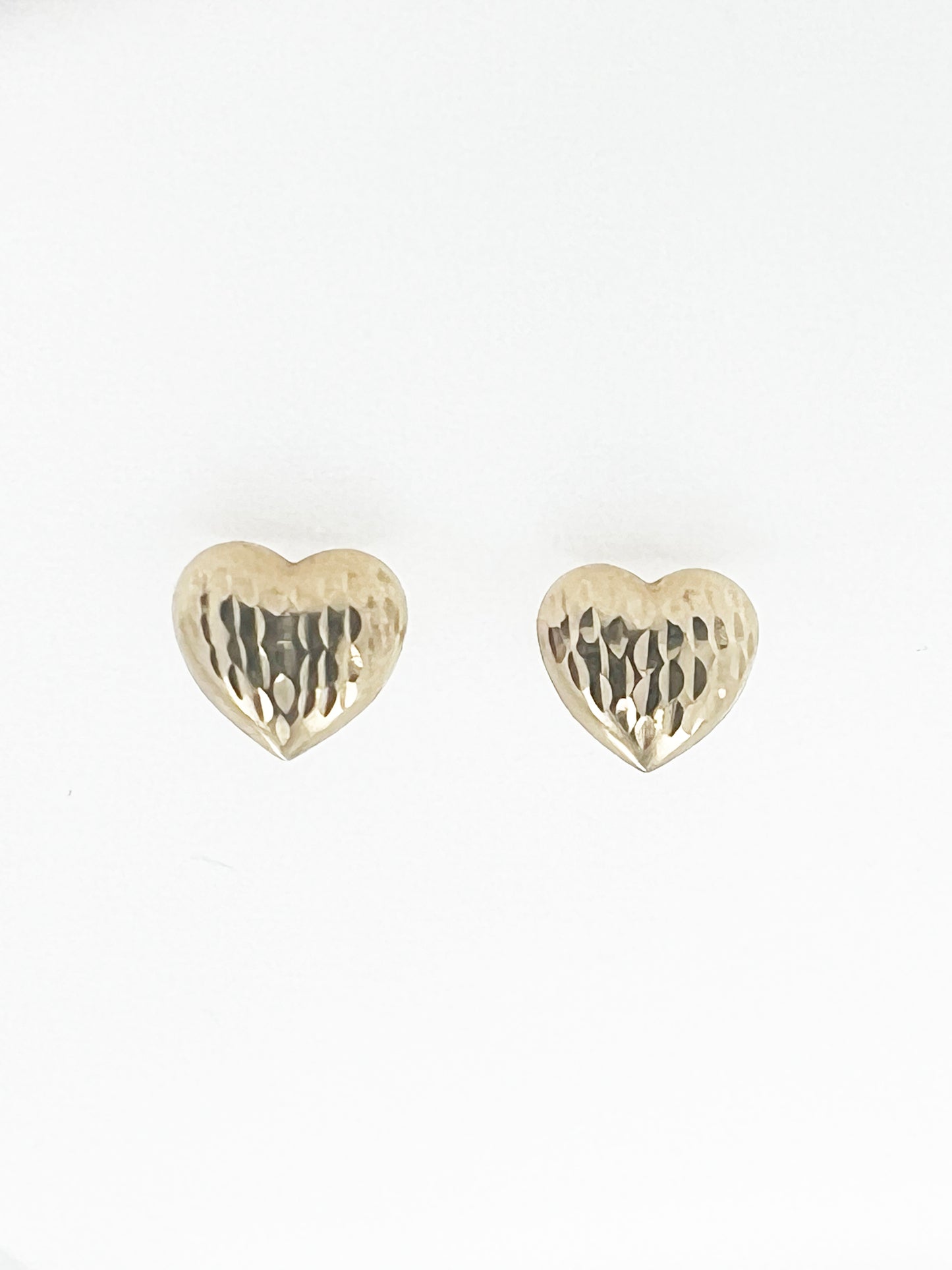Diamond Cut Heart Earrings in 14k Yellow Gold