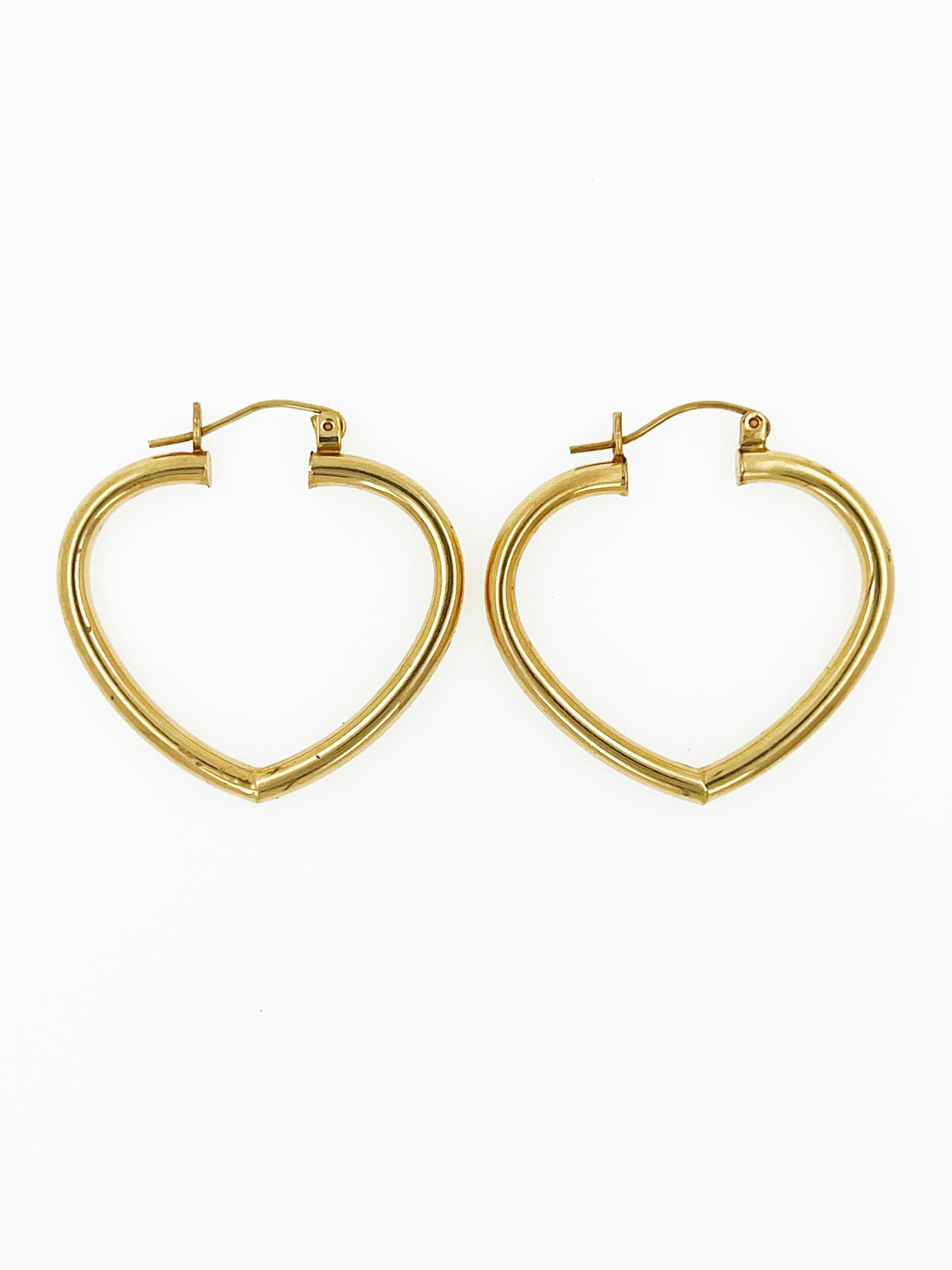 Heart Hoop Earrings in 14k Yellow Gold