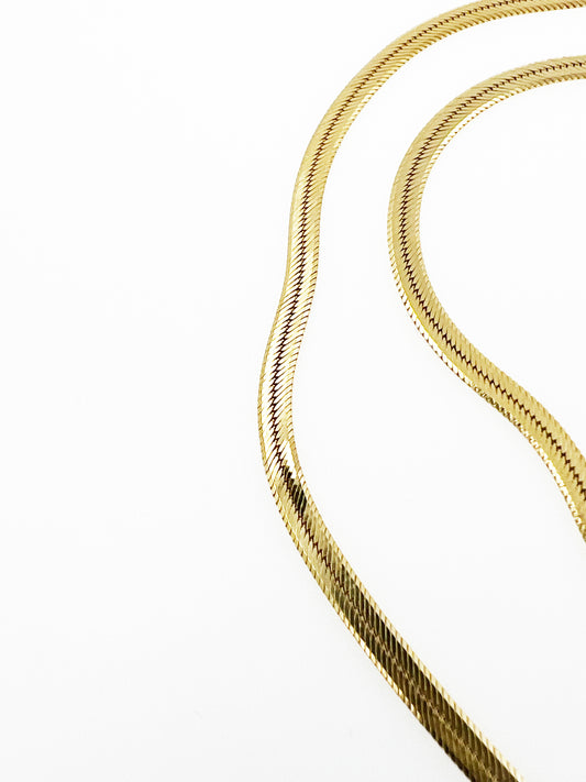 4mm Herringbone Link Chain in 14k Yellow Gold (20")