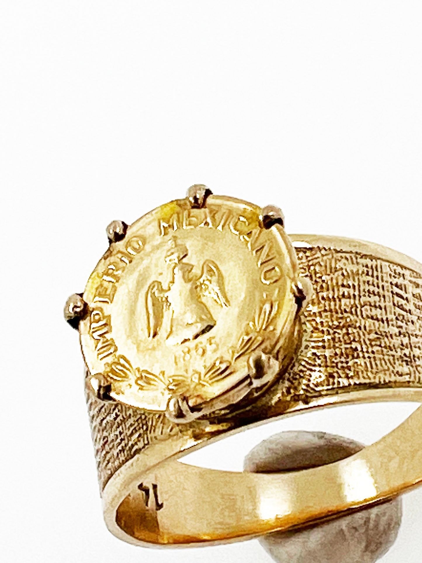 1865 Maximiliano Emperador 22k Coin Ring in 14k Yellow Gold