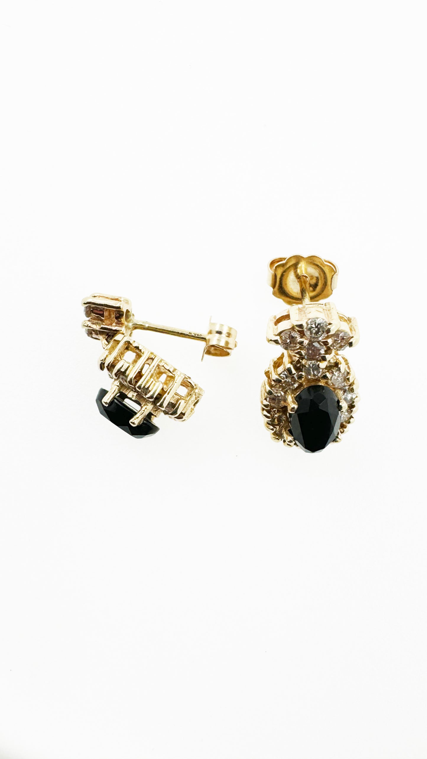 Onyx & Natural Diamond Earrings (1 TCW) in 14k Yellow Gold