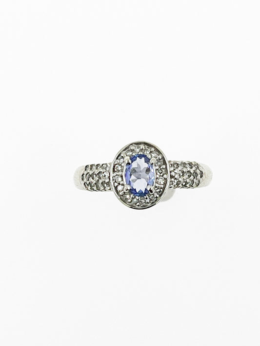 Iolite and Diamond Ring in 10k White Gold