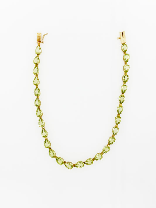 Pear Shaped Peridot Bracelet in 14k Yellow Gold