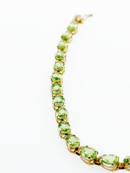 Pear Shaped Peridot Bracelet in 14k Yellow Gold