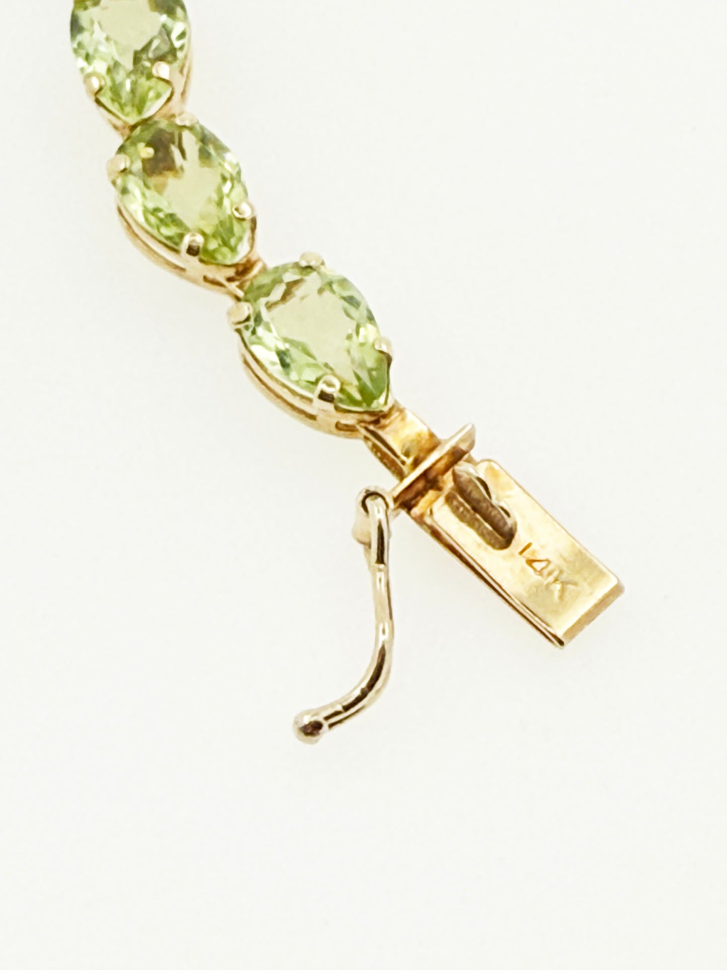 Pear Shaped Peridot Bracelet in 14k Yellow Gold