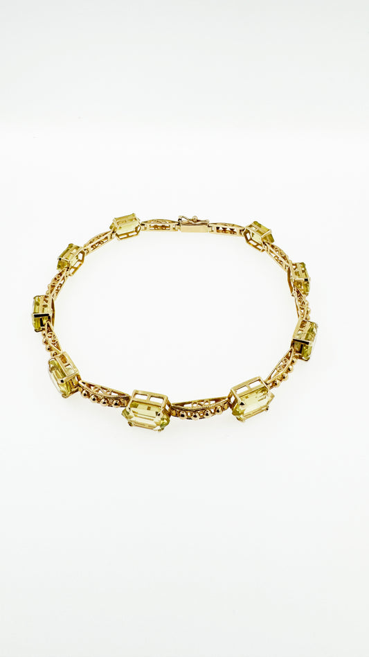 Fancy Peridot Bracelet 10 CTW in 14k Yellow Gold