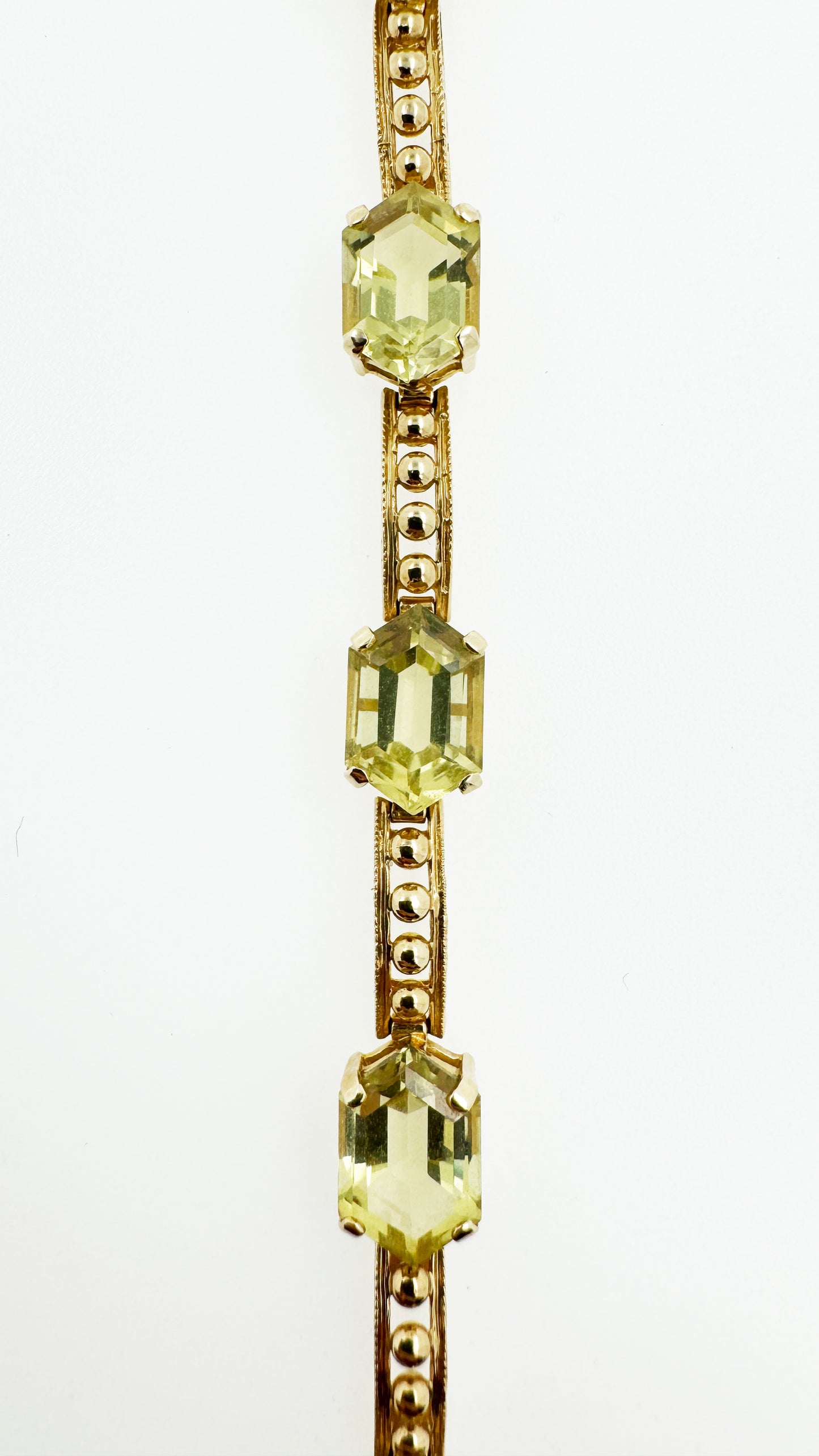 Fancy Peridot Bracelet 10 CTW in 14k Yellow Gold