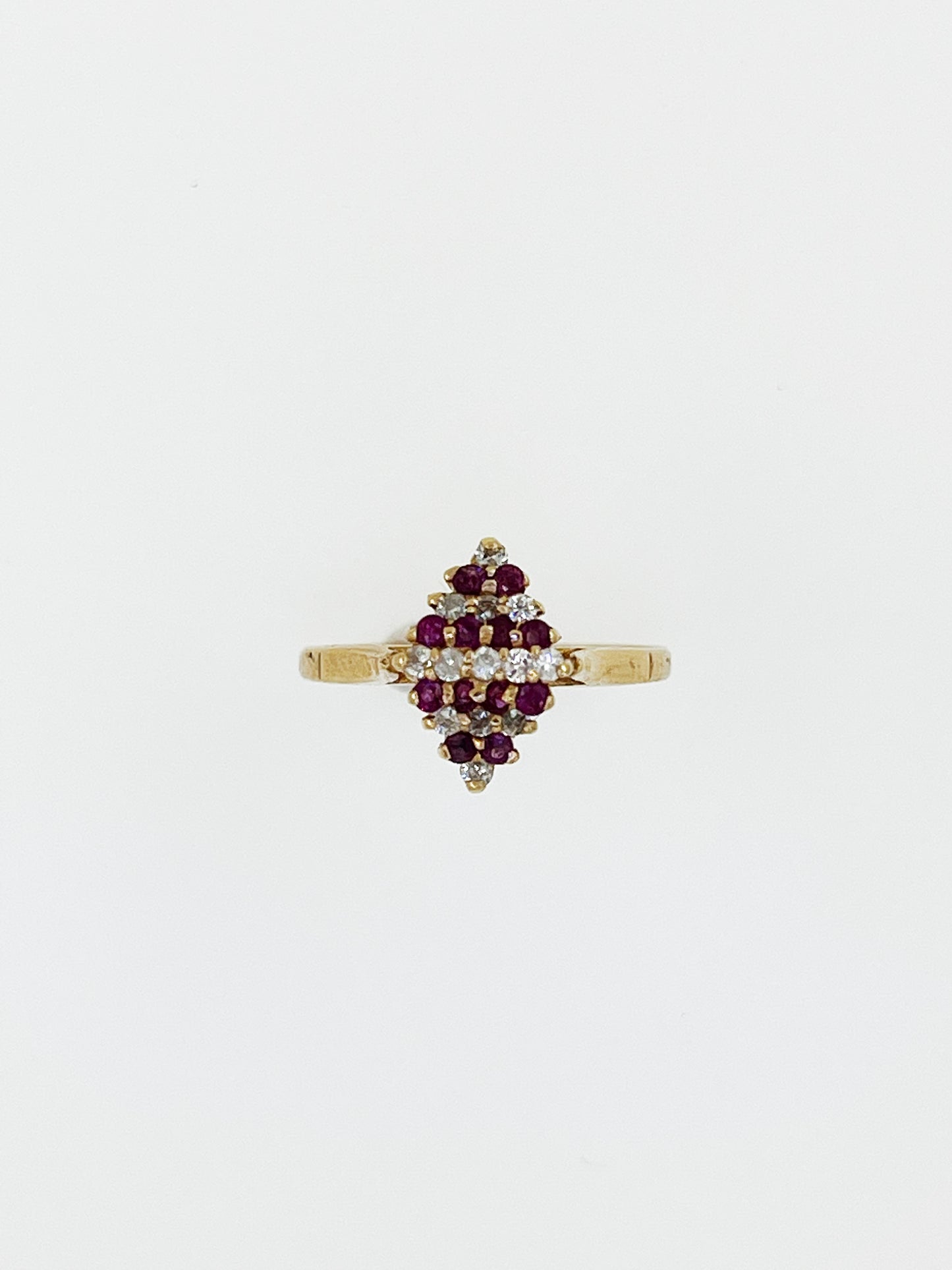 Ruby and Diamond Cluster Ring in 14k Gold