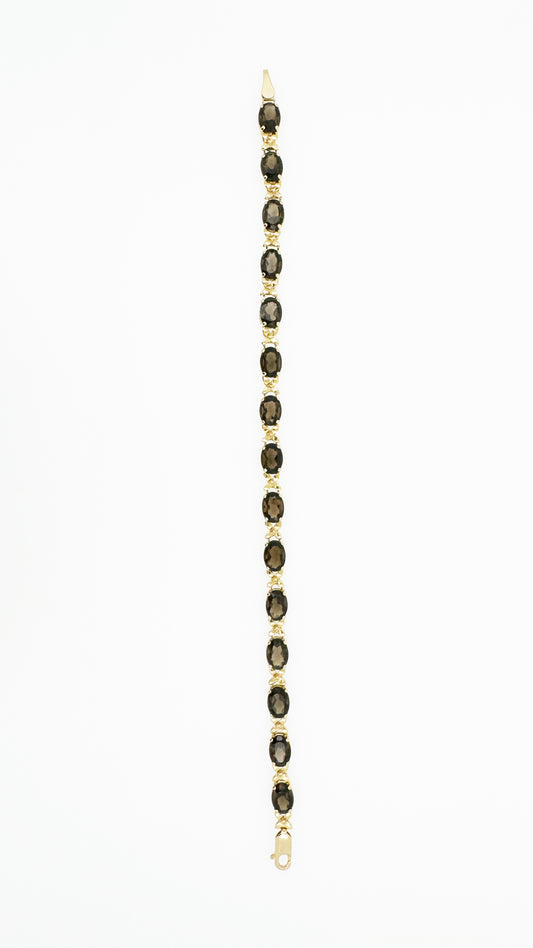 Smoky Quartz Tennis Bracelet in 14k Yellow Gold