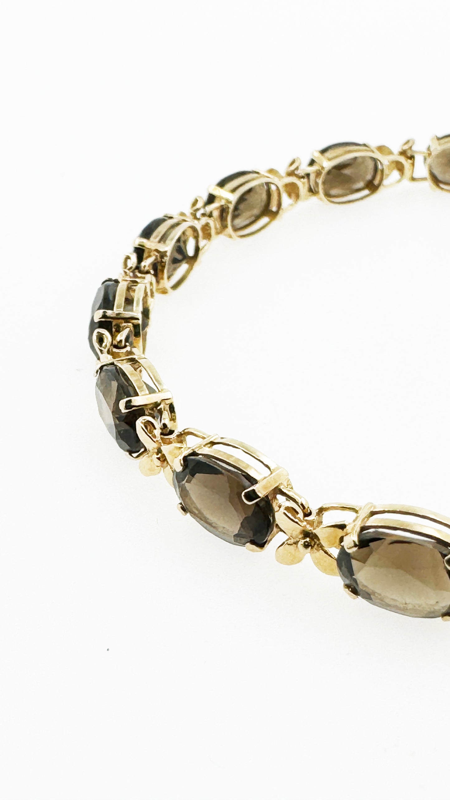 Smoky Quartz Tennis Bracelet in 14k Yellow Gold