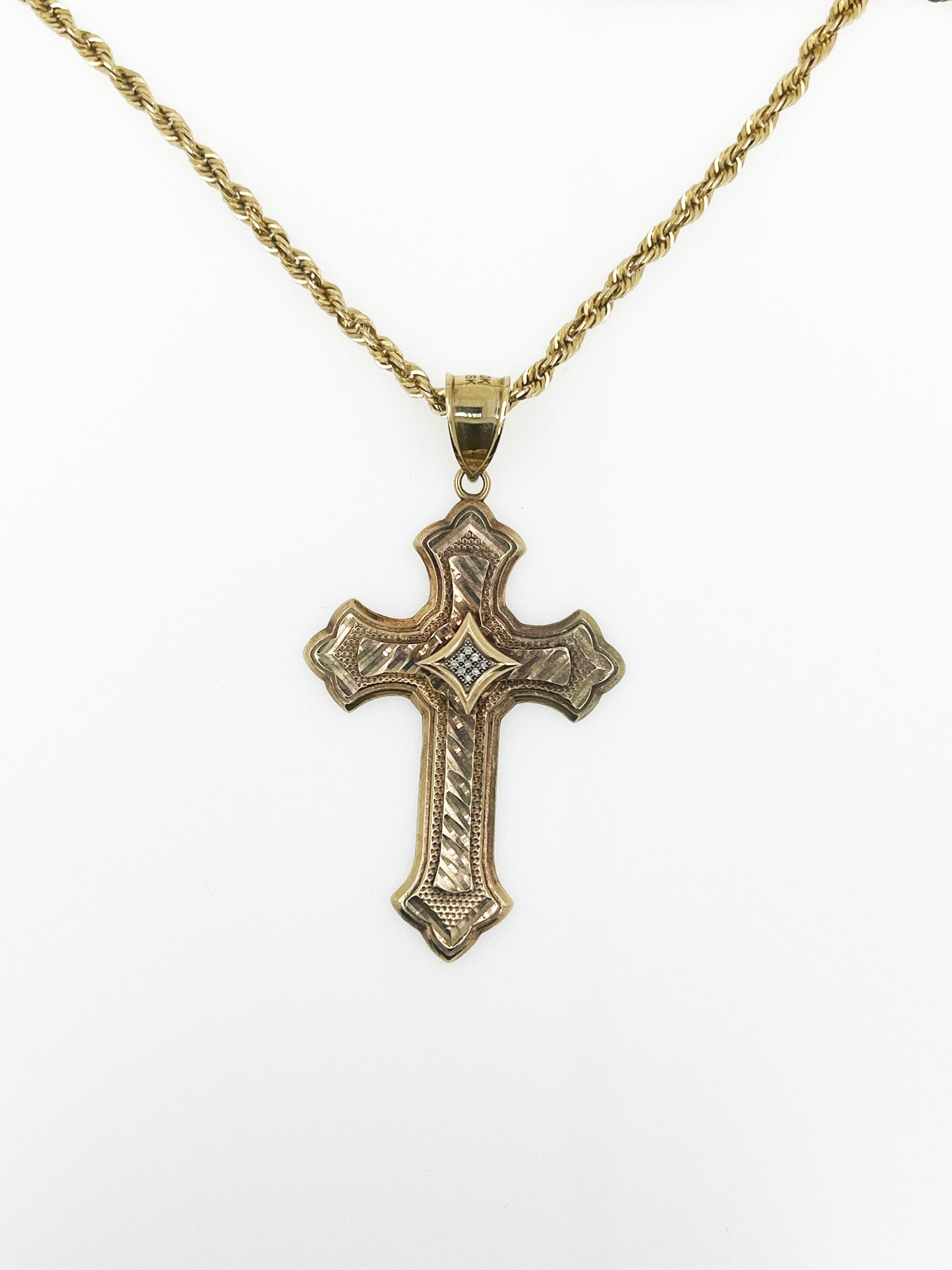 Spinning Diamond Cross Pendant in 10k Yellow Gold By Maxwell The Jeweler