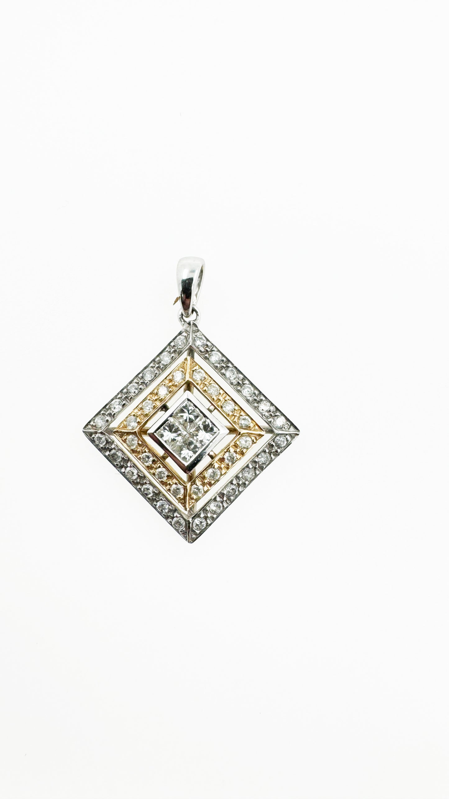 1.25 TCW Natural Diamond Square Pendant in 14k Gold