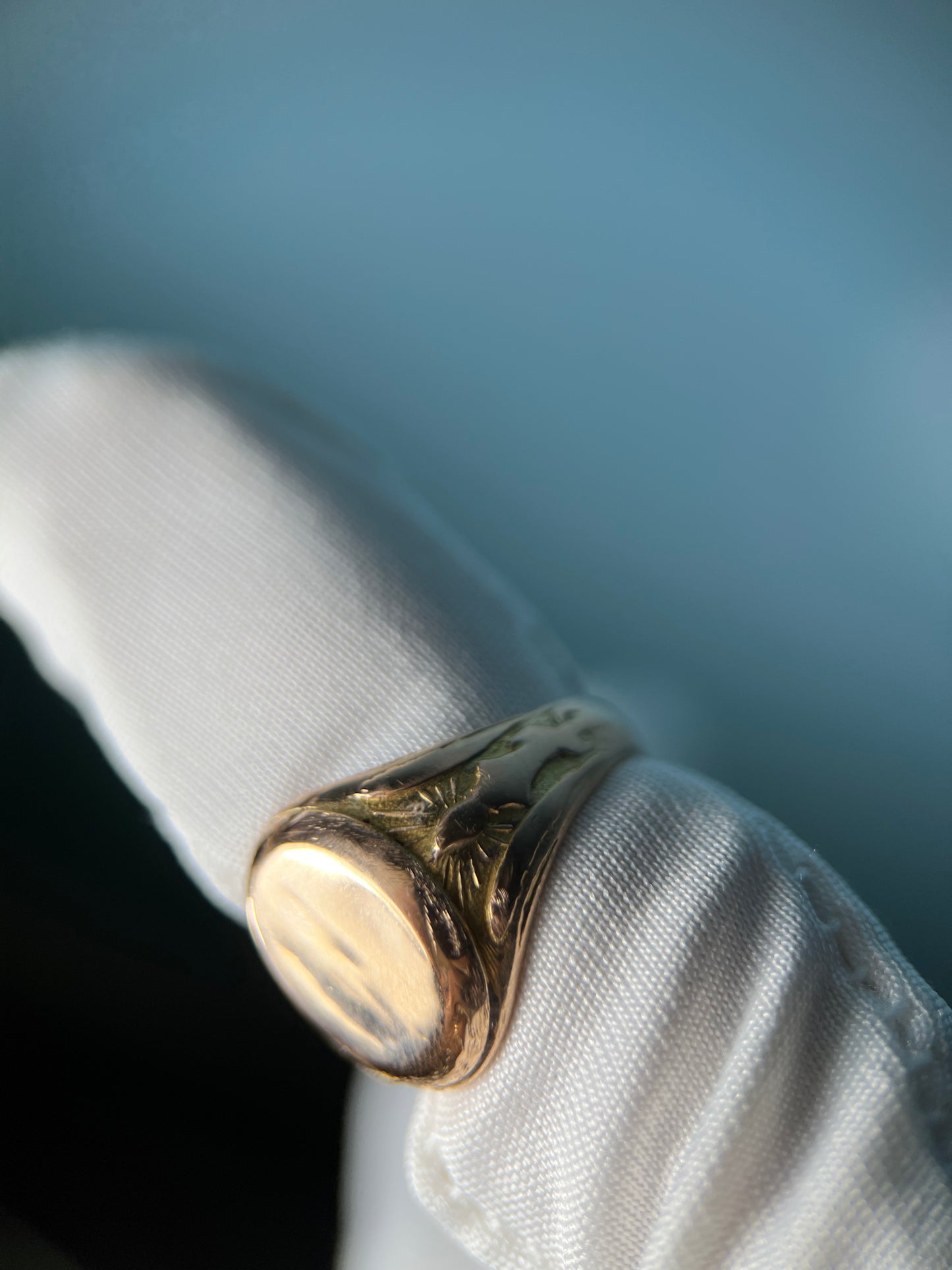 Custom Engraved Signet Ring in 10k Yellow Gold By Maxwell The Jeweler