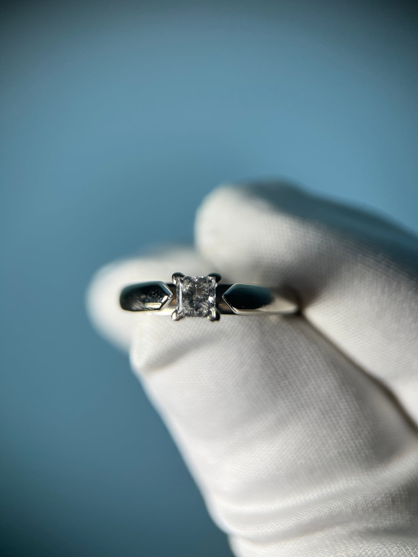 Solitary Princess Cut Diamond Ring in 14k White Gold