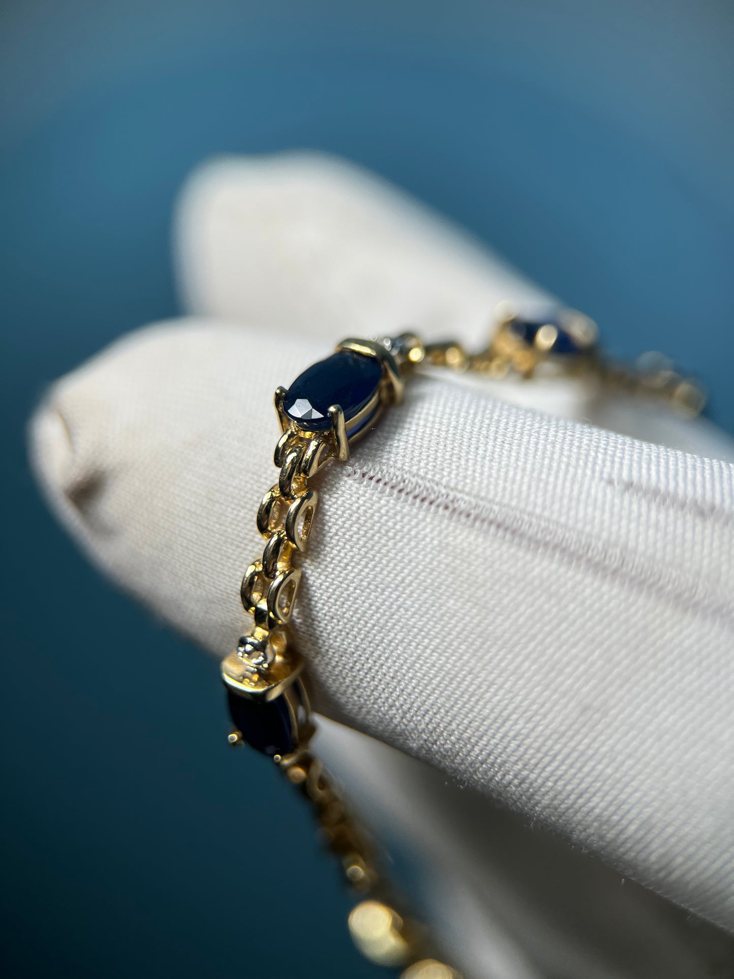 Sapphire and Diamond Bracelet in 14k Yellow Gold