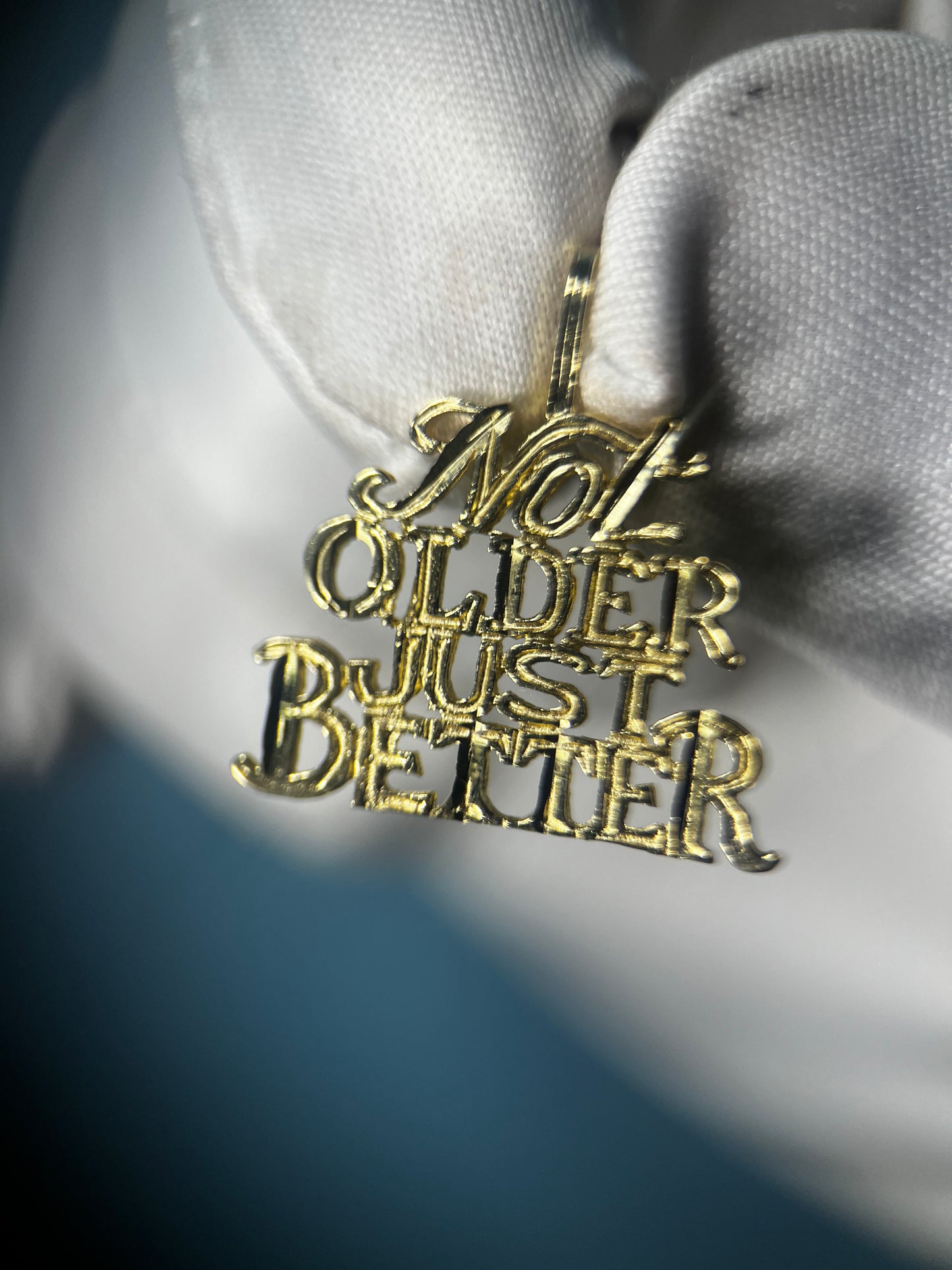 “Not Older Just Better” Pendant in 14k Yellow Gold
