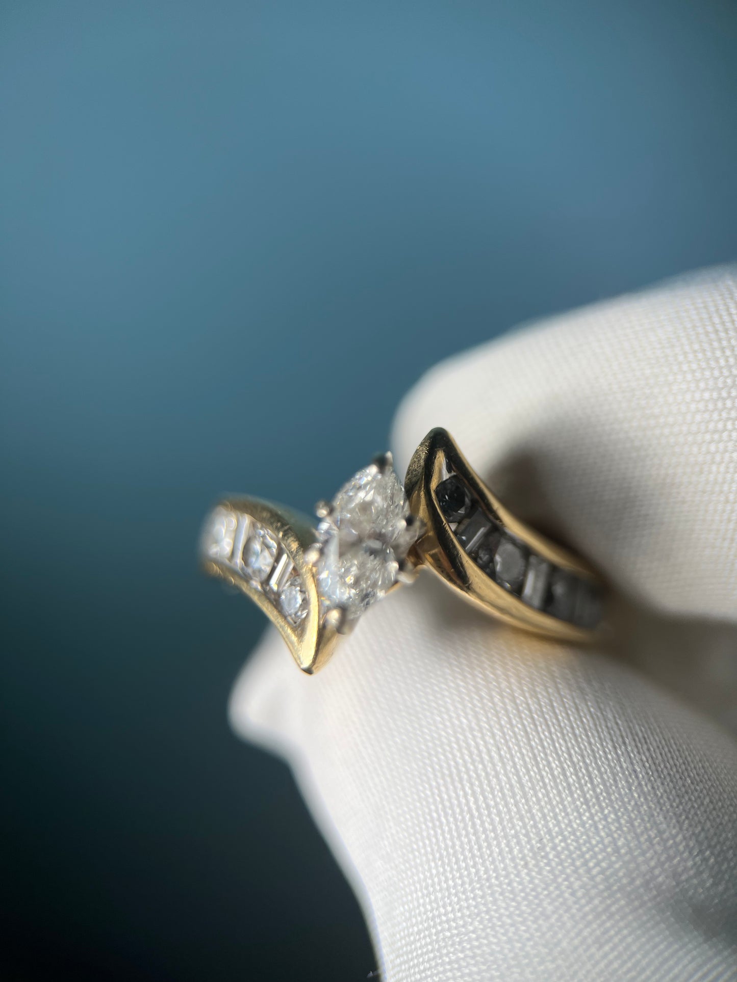 Diamond Engagement & Wedding Combo Ring in 14k Yellow Gold