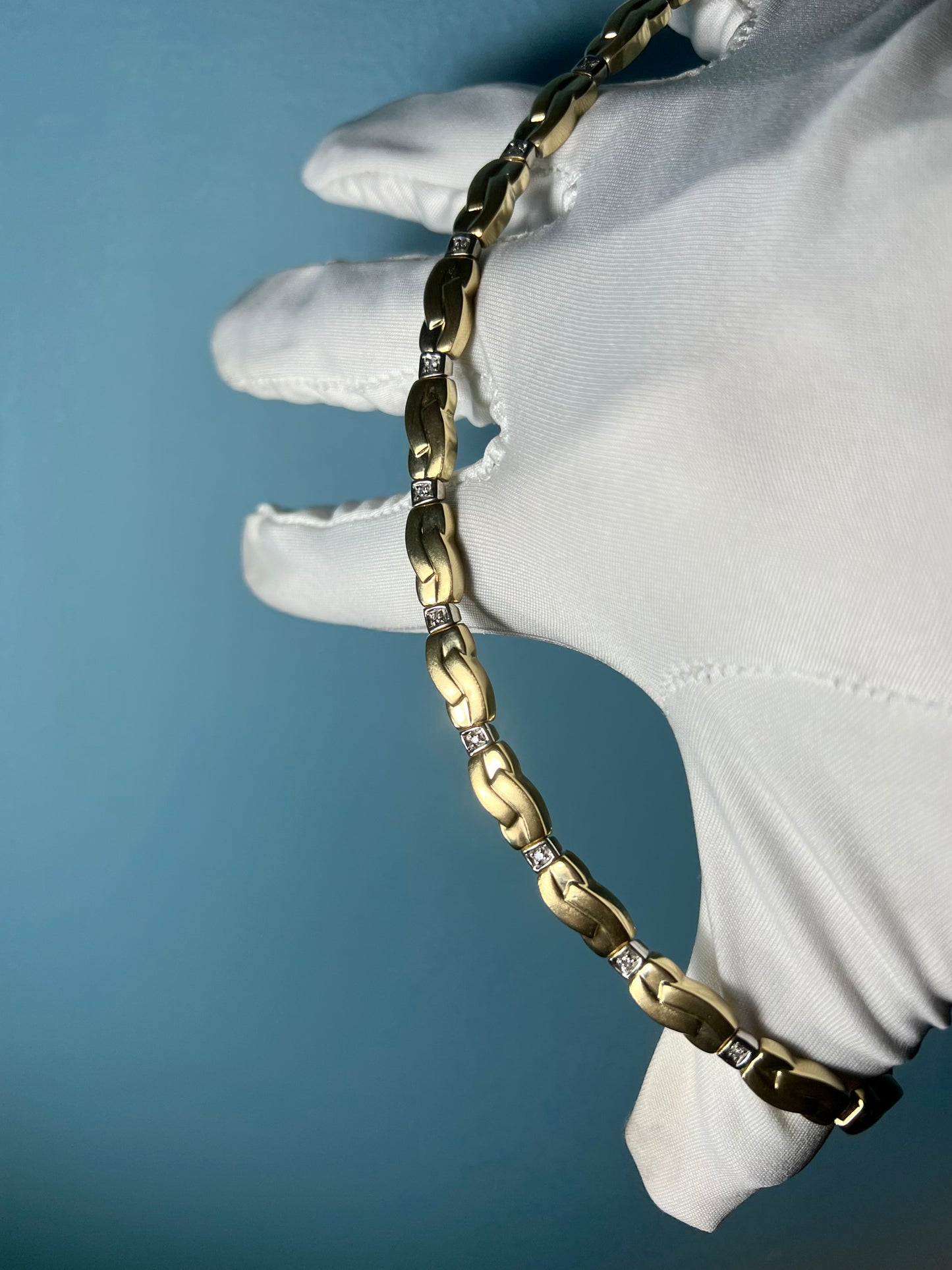 ‘S’ Link Diamond Tennis Chain & Bracelet Set in 14k Yellow Gold
