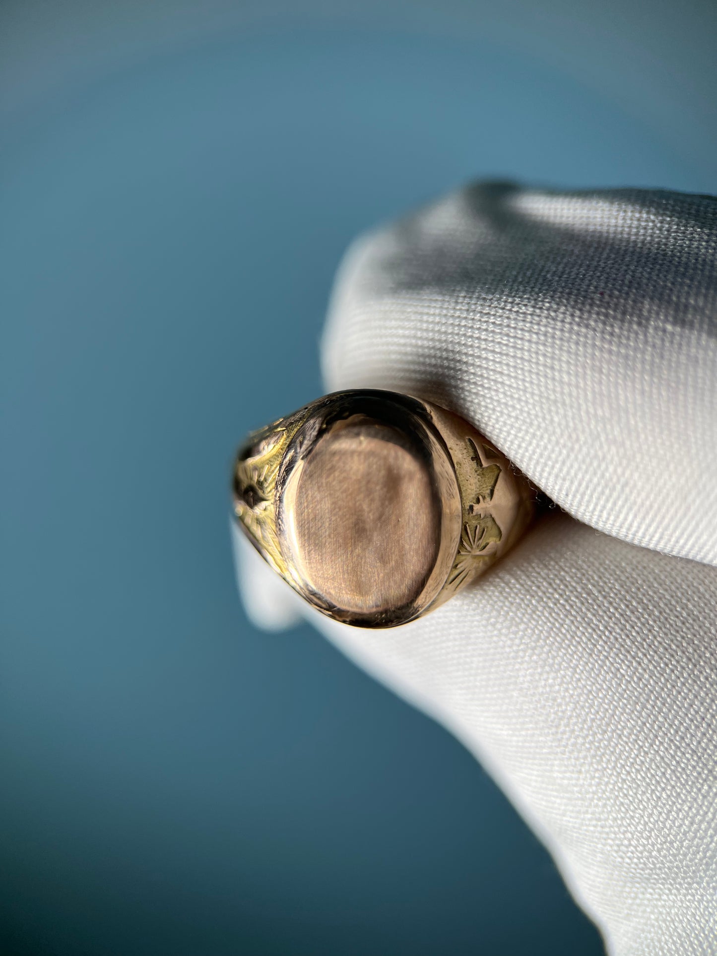 Custom Engraved Signet Ring in 10k Yellow Gold By Maxwell The Jeweler