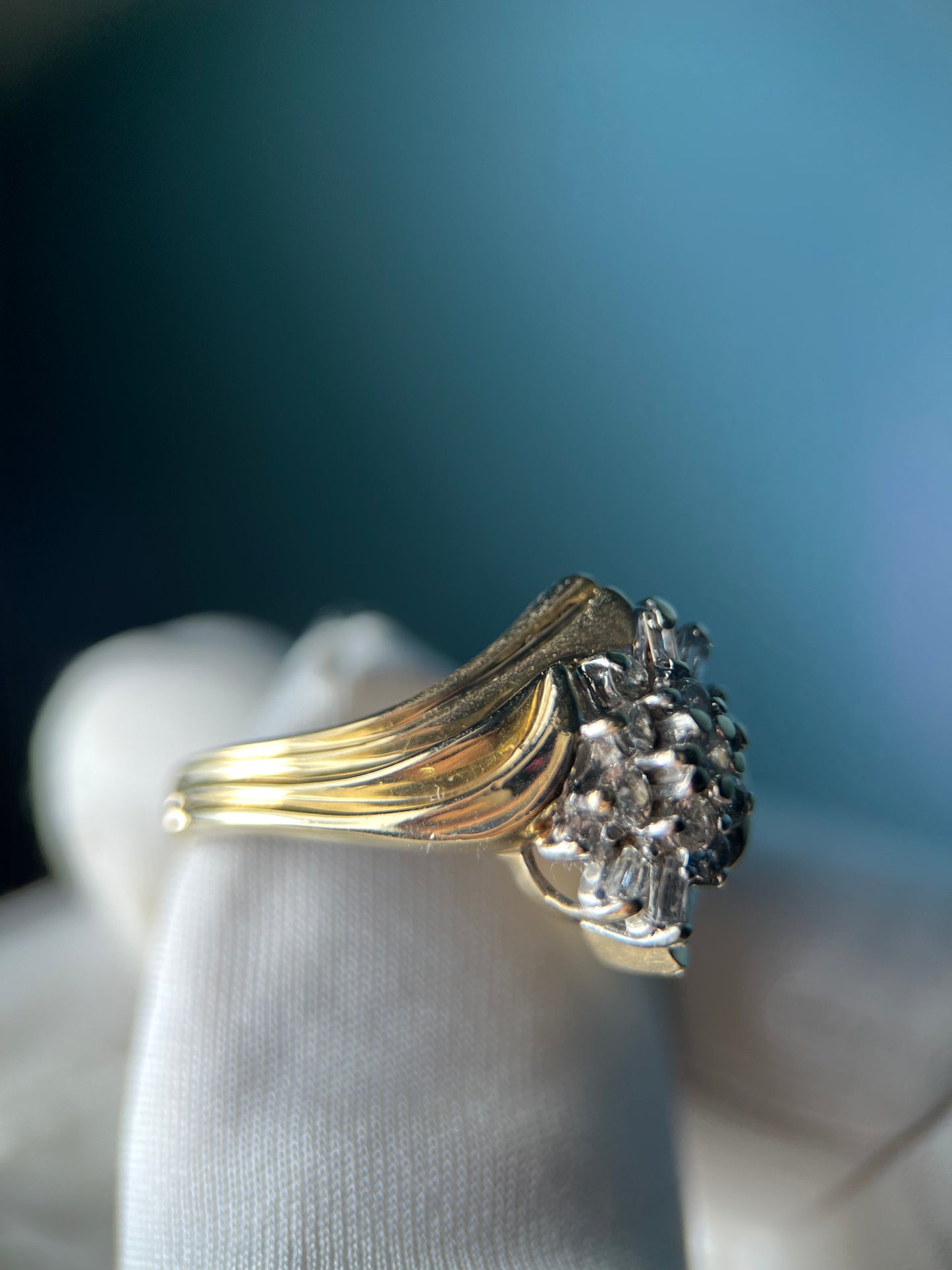 Diamond Cluster Ring in 10k Yellow Gold