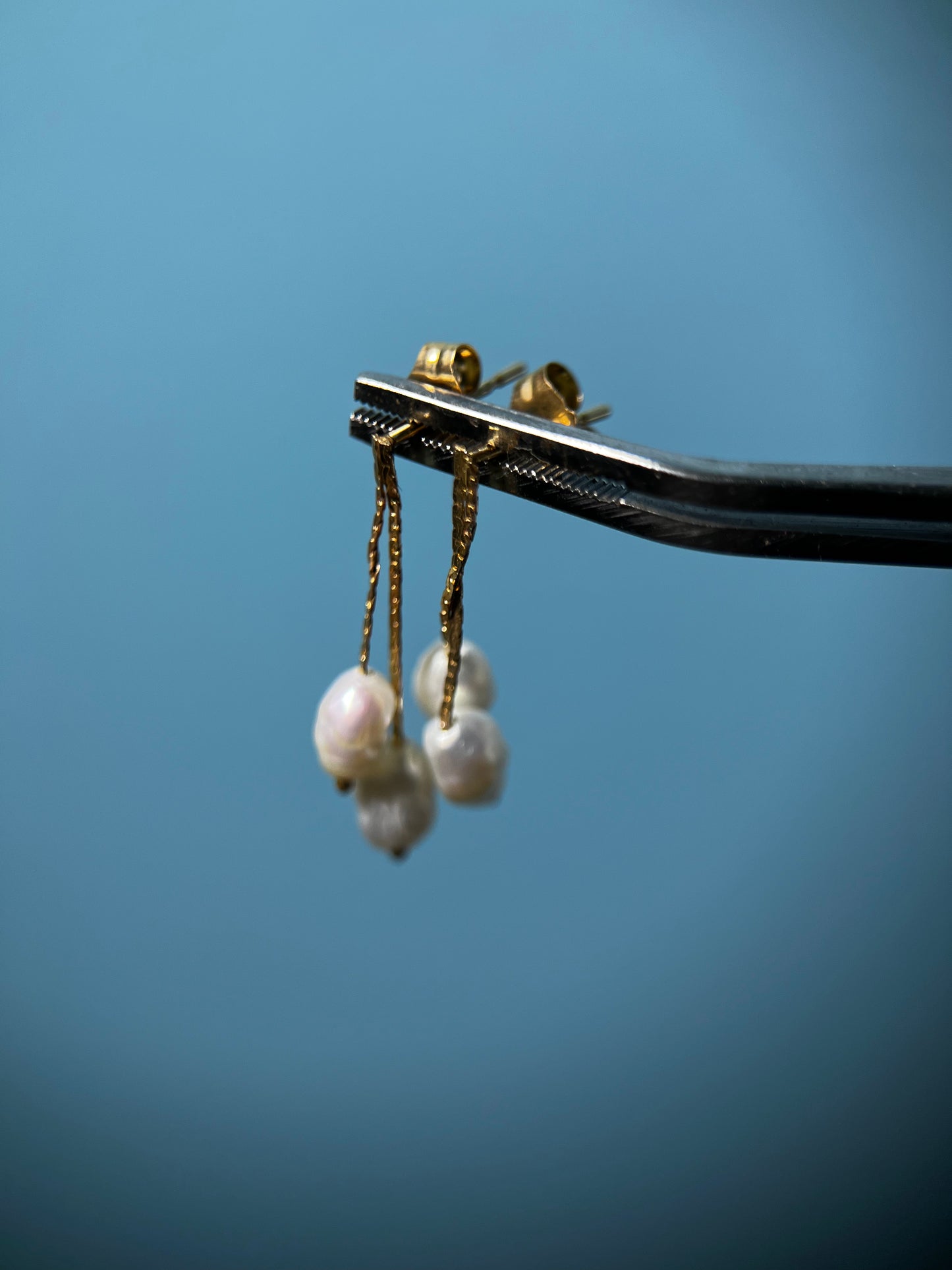 Simple Dangling Pearl Earrings in 14k Yellow Gold