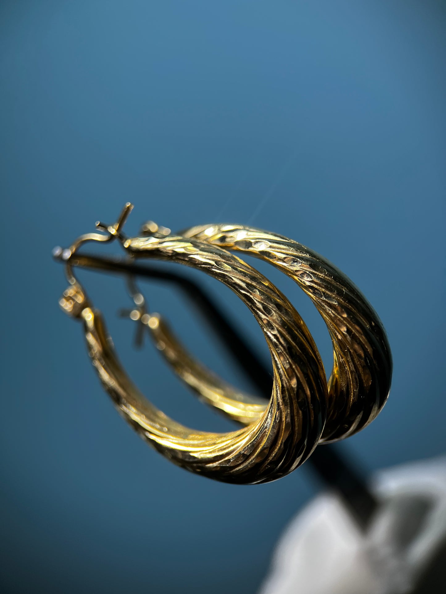 Diamond Cut Spiral Hoops in 14k Yellow Gold