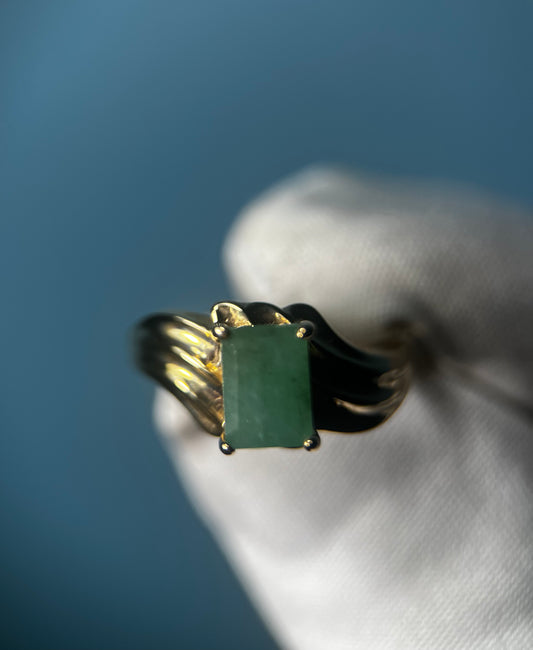 Natural Emerald Ring in 10k Yellow Gold
