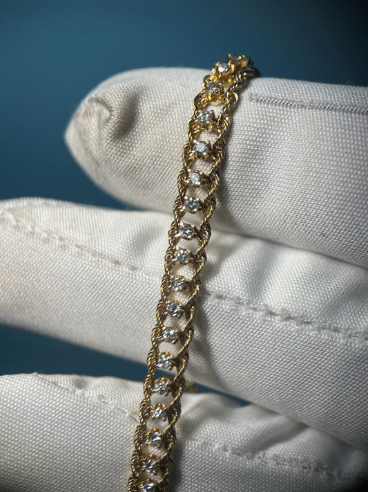 Diamond Rope Chain Tennis Bracelet in 14k Yellow Gold