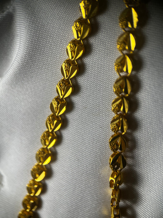 Diamond Cut Fancy Link Bracelet in 24k Gold