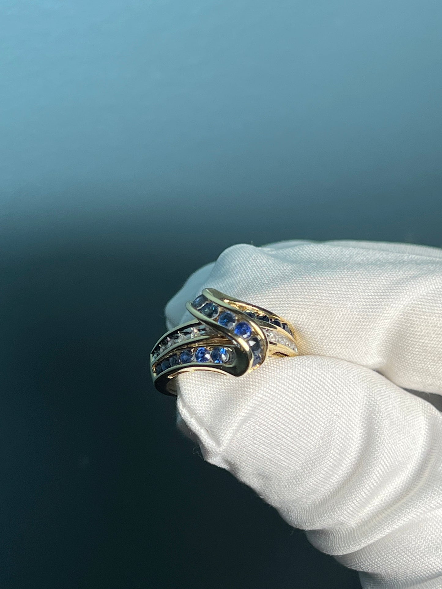 Blue Sapphire and Diamond Ring in 10k Gold