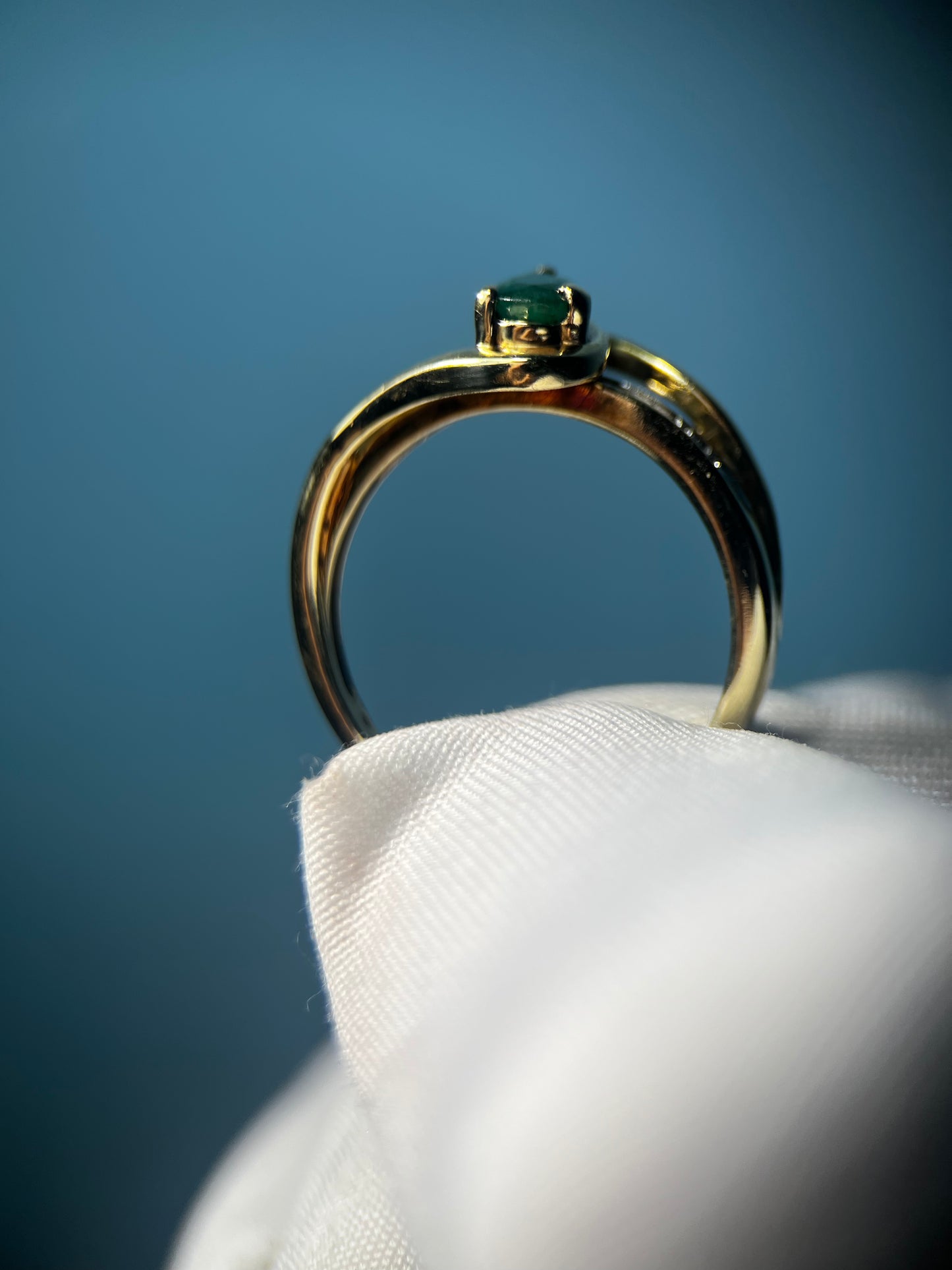 Natural Pear Emerald Ring in 10k Yellow Gold