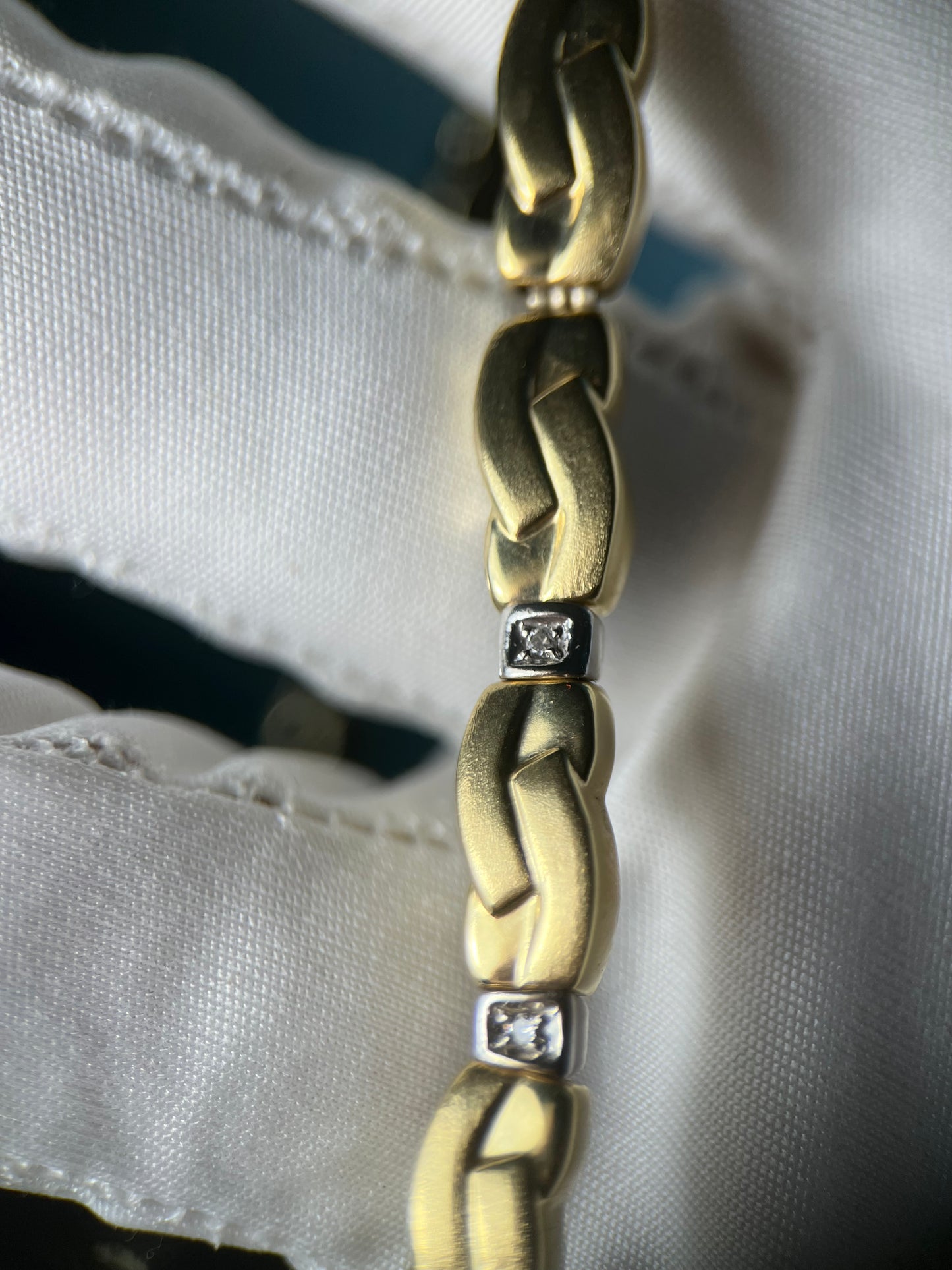 ‘S’ Link Diamond Tennis Chain & Bracelet Set in 14k Yellow Gold
